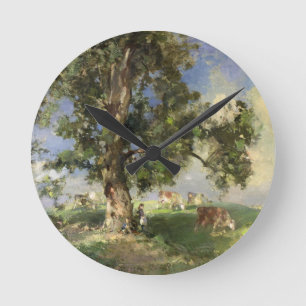 The Old Ash Tree (oil on canvas) Round Clock