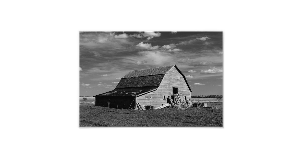The Old Barn Black Amp White Photo Print Zazzle Com