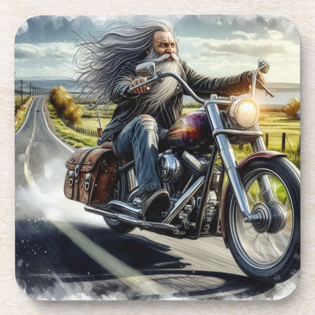 The Old Biker [Set of 6] Beverage Coaster (Front)