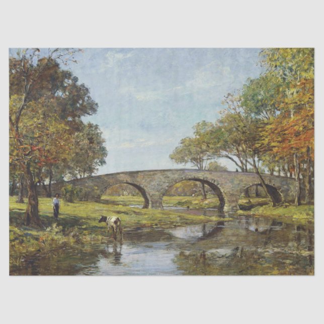 The Old Bridge (by Theodore Robinson) Tissue Paper (Front)