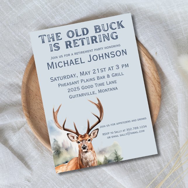 The Old Buck is Retiring Rustic Hunting Retirement Invitation (Creator Uploaded)