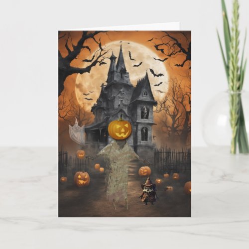 The Old Haunted House Halloween Holiday Card