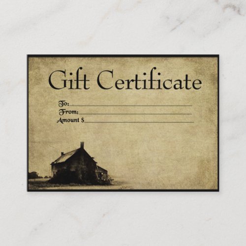 The Old Homestead_ Prim Gift Certificate Cards
