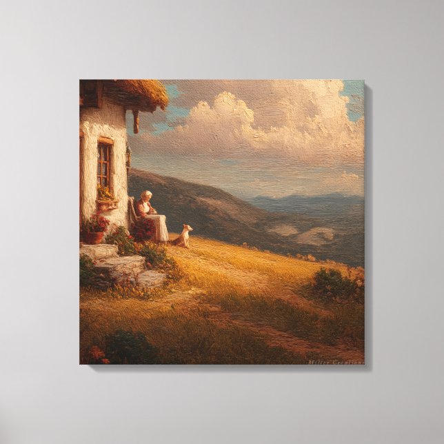 The Old Lady and Her Dog Canvas Print (Front)