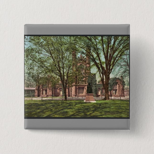 The Old library, Yale College rare Photochrom Pinback Button (Front)