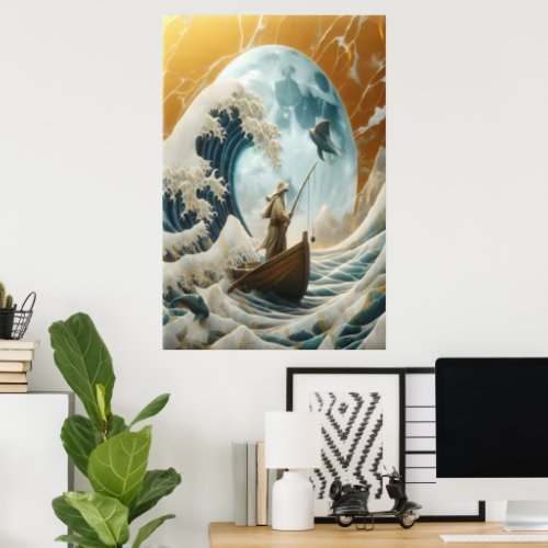 The Old Man And The Giant Wave Poster