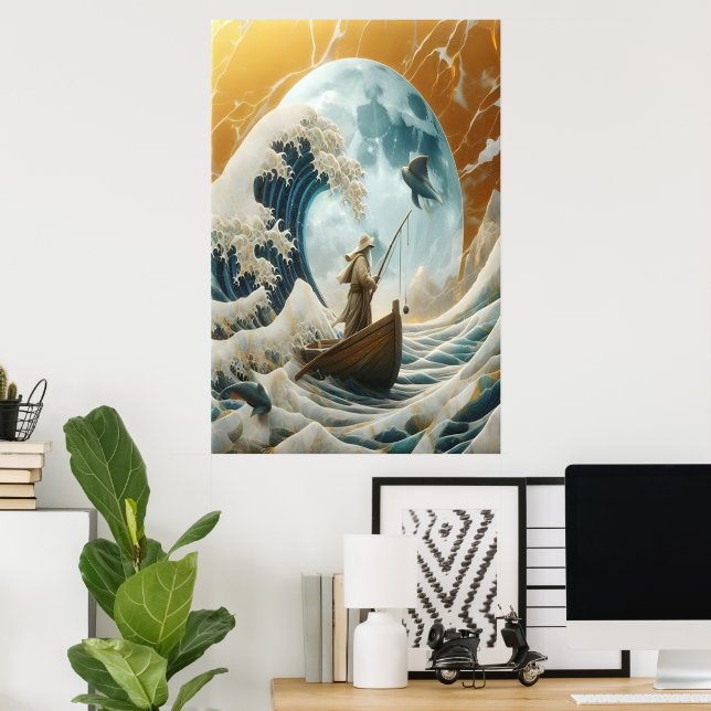 The Old Man And The Giant Wave Poster (Home Office)