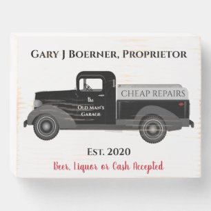 the Old Man Garage Mechanic Man Cave Wood Box Sign