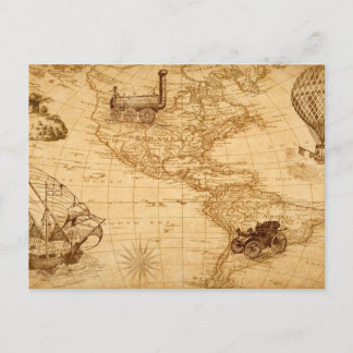 The old map of the united states postcard