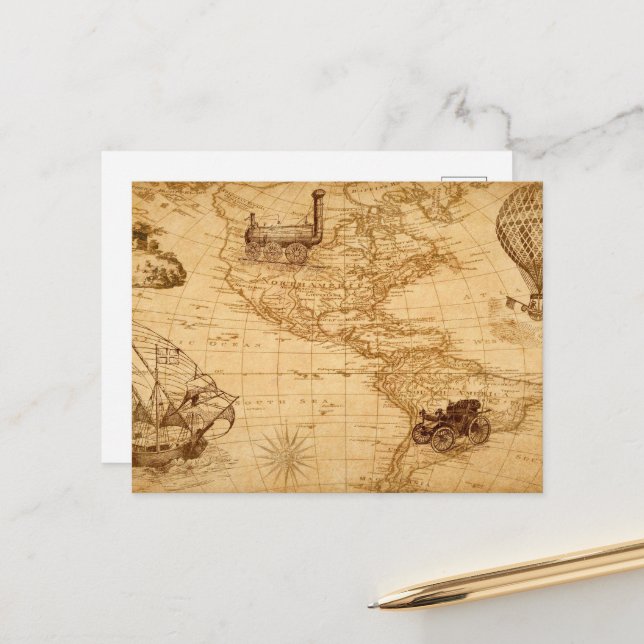 The old map of the united states postcard (Front/Back In Situ)