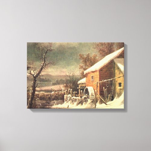 The Old Mill In Winter Currier  Ives canvas print