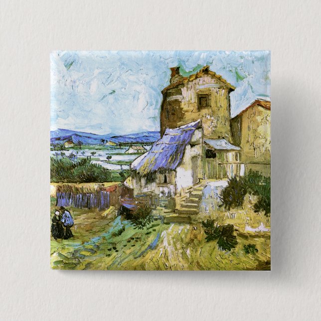 The Old Mill, Van Gogh Fine Art Pinback Button (Front)