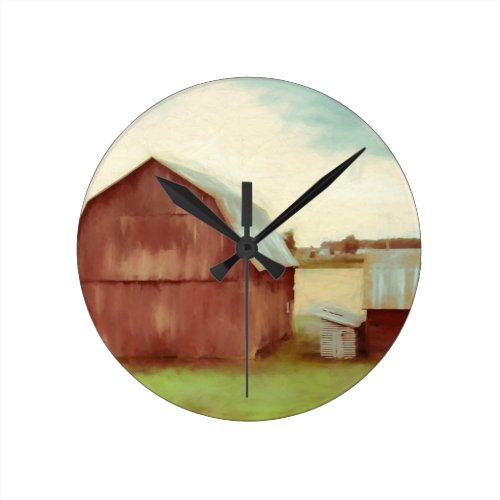 The Old Red Barn Round Wallclock