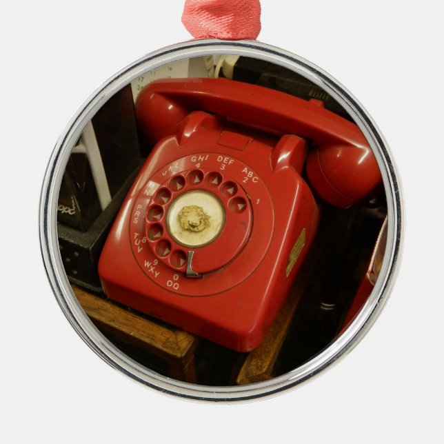 The old red telephone metal ornament (Front)