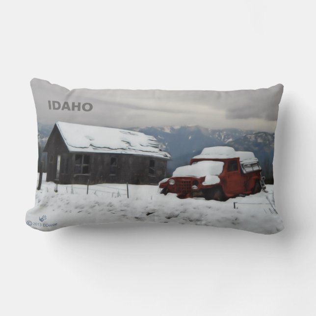 The Old Red Truck Lumbar Pillow (Front)