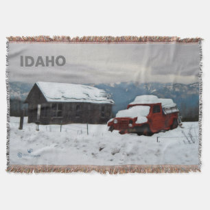 The Old Red Truck Throw Blanket
