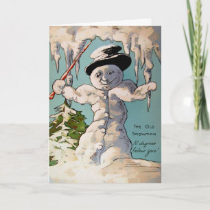 The Old Snowman Vintage Holiday Card