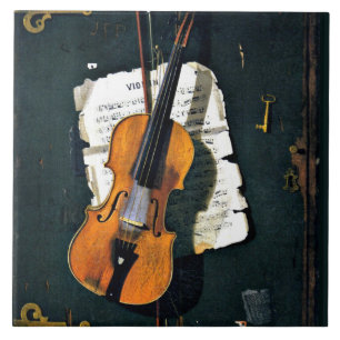 The Old Violin, fine art painting, Ceramic Tile