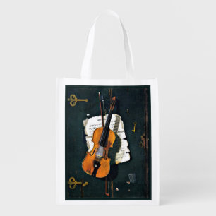 The Old Violin, fine art painting Grocery Bag