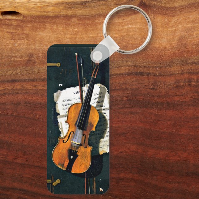 The Old Violin, fine art painting Keychain (Back)