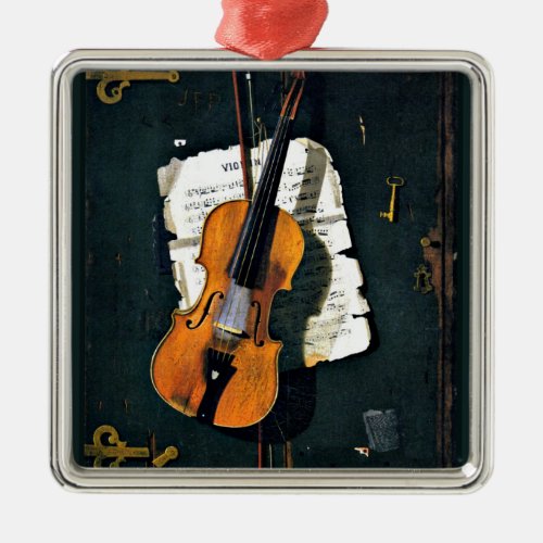 The Old Violin fine art painting Metal Ornament