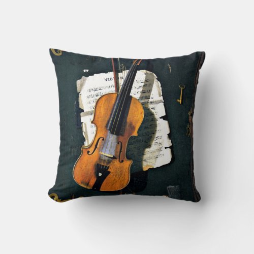 The Old Violin Fine Art Painting by John Peto Throw Pillow