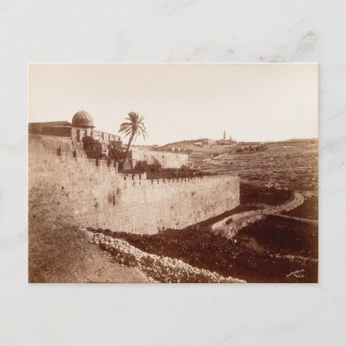 The old walls of Jerusalem and the Mount of Olives Postcard