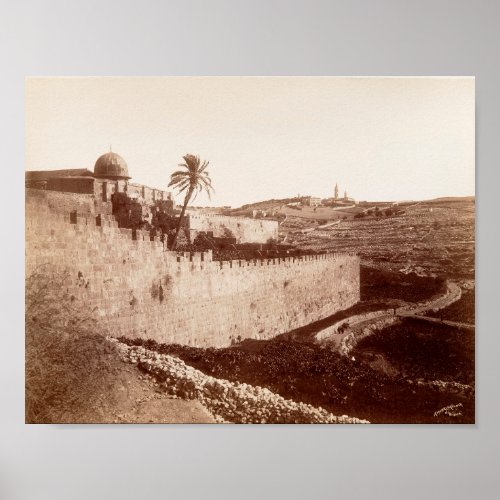 The old walls of Jerusalem and the Mount of Olives Poster