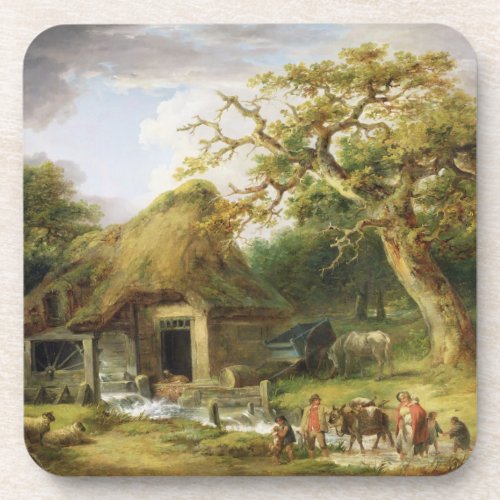 The Old Water Mill 1790 oil on canvas Beverage Coaster