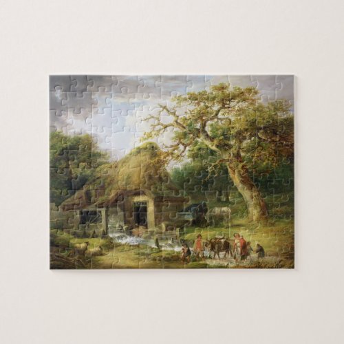 The Old Water Mill 1790 oil on canvas Jigsaw Puzzle