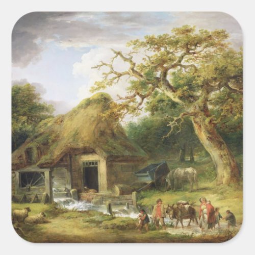 The Old Water Mill 1790 oil on canvas Square Sticker