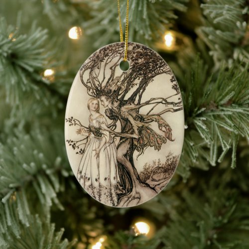 The Old Woman in the Wood by Arthur Rackham Ceramic Ornament