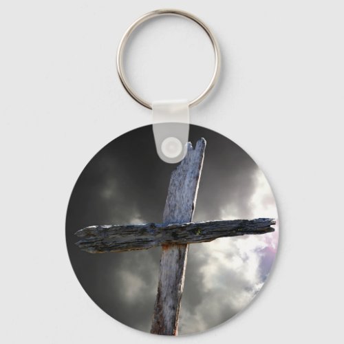 The Old Wooden Cross Keychain