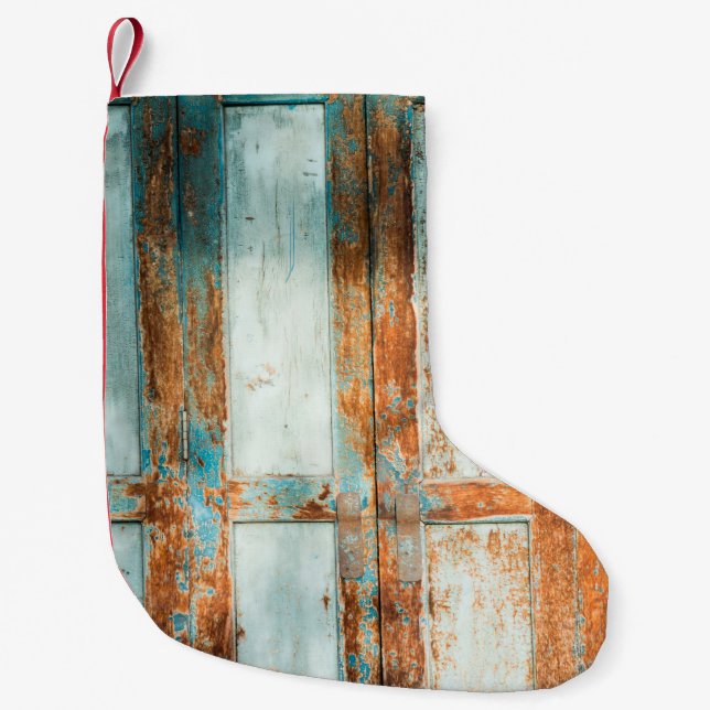 the old wooden doors backgroundantique,architectur small christmas stocking (Front)