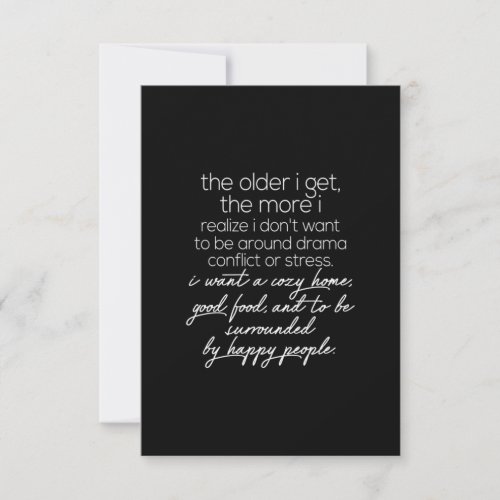 the older i get the more i realize thank you card