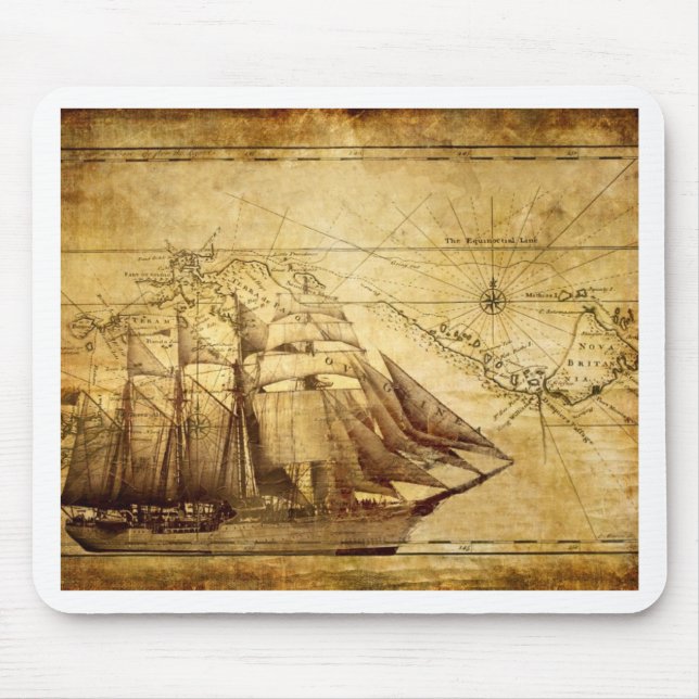 The Oldest World Map Ship Mouse Pad (Front)