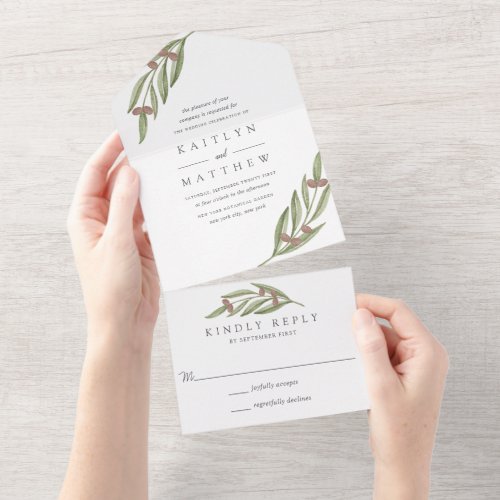 The Olive Branch Wedding Collection All In One Invitation