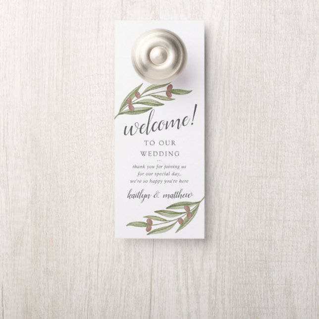 The Olive Branch Wedding Collection Door Hanger (On Knob)