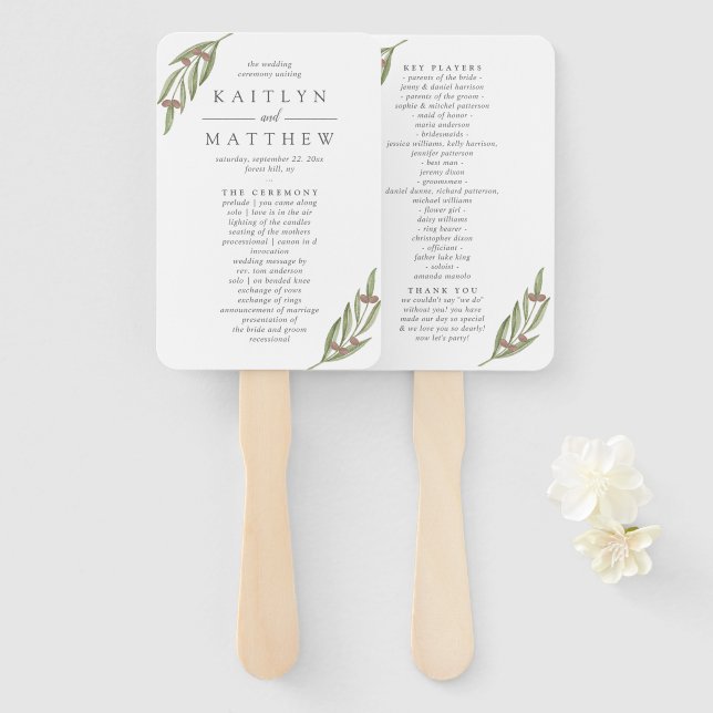 The Olive Branch Wedding Collection Hand Fan (Front and Back)