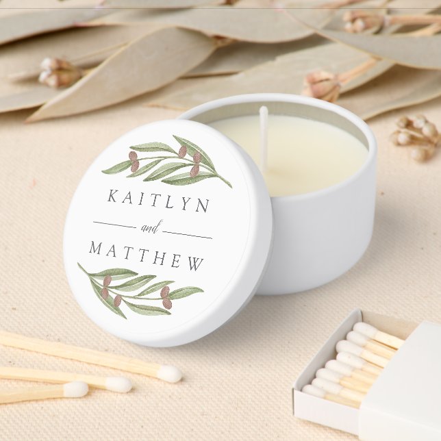 The Olive Branch Wedding Collection Mini Candle Favors (Insitu)