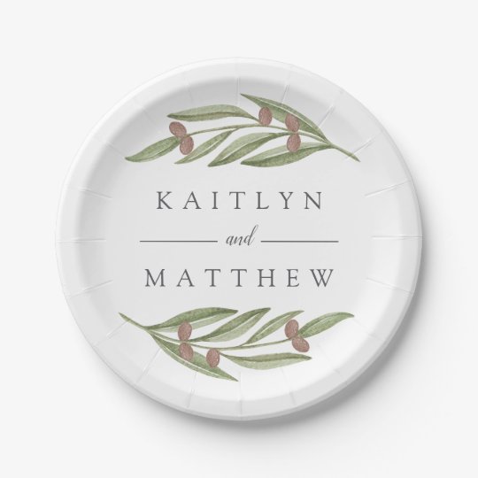 The Olive Branch Wedding Collection Paper Plate