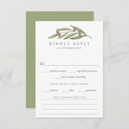 The Olive Branch Wedding Collection RSVP Card