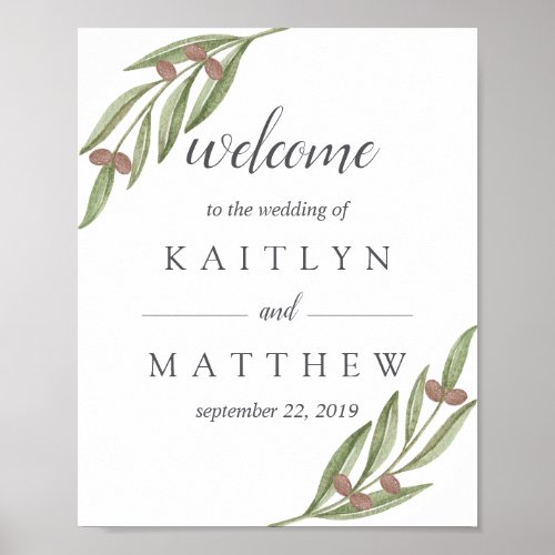 The Olive Branch Wedding Collection Welcome Poster