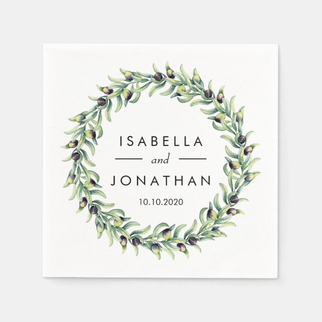 The Olive Grove | Rustic wedding Custom Napkins (Front)