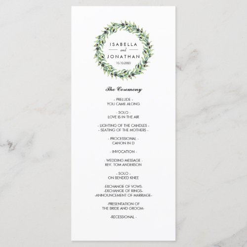 The Olive Grove  Rustic wedding  Program