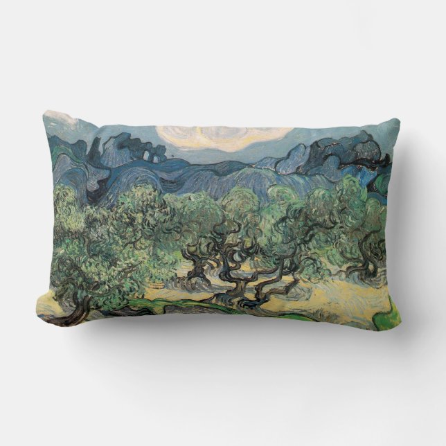 The Olive Trees,1889, by Vincent van Gogh Lumbar Pillow (Front)