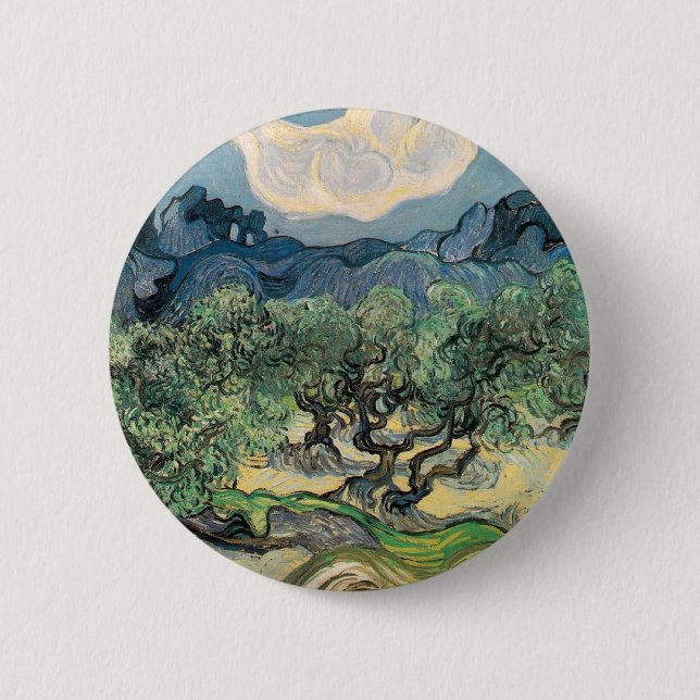 the olive trees,1889, Vincent van Gogh Button (Front)