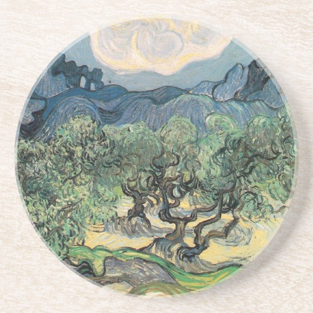 The Olive Trees, Vincent van Gogh Sandstone Coaster (Front)