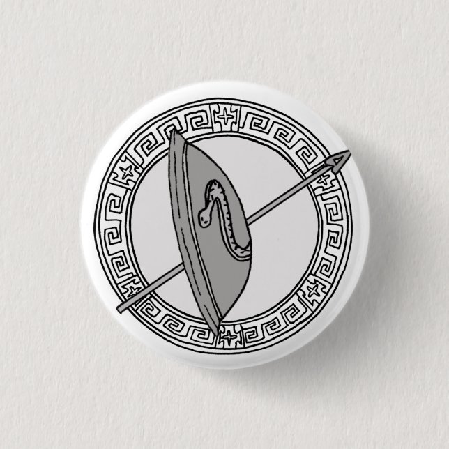 The Olympians! Ares / Mars symbol badge Button (Front)