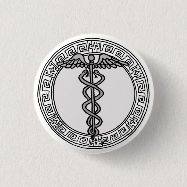 The Olympians! Hermes / Mercury symbol badge Pinback Button (Front)